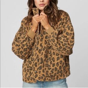 Blank NYC Tank Black Spotted Leopard Quilted Bomber Jacket S